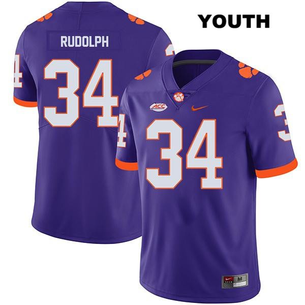 Youth Clemson Tigers #34 Logan Rudolph Stitched Purple Legend Authentic Nike NCAA College Football Jersey SHH6246ZK